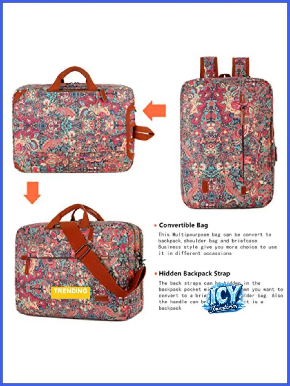 Large Convertible Backpack for Women 17 Inch Laptop Bag Travel Briefcase